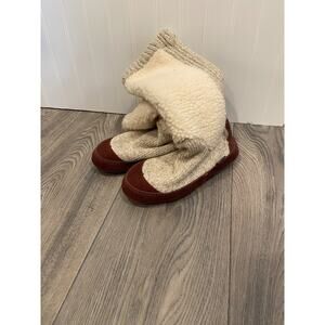 Acorn Slouch Slipper Socks Boots Shoes Beige Suede Wool Blend women's size 5-6